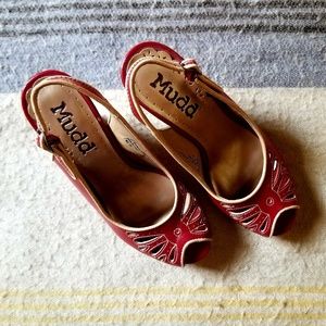 Mudd Red Peeptoe Avid Heels